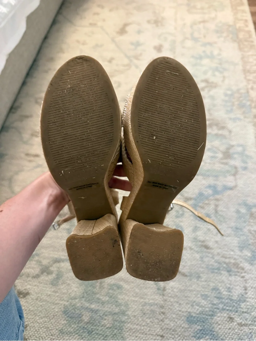 Dolce Vita Natural Woven Platform Sandals in Beige